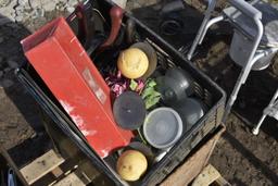 Metal Crate with Pots, Pans