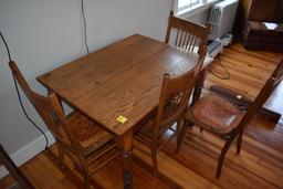 Vintage Wooden Dining Table With 4 Chairs