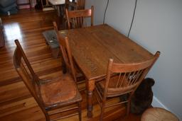 Vintage Wooden Dining Table With 4 Chairs