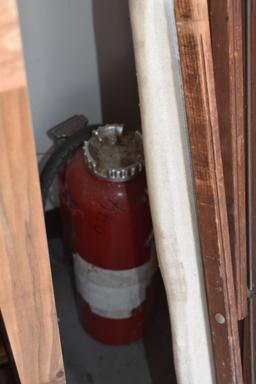 Vintage Ironing Board and Fire Extinguisher