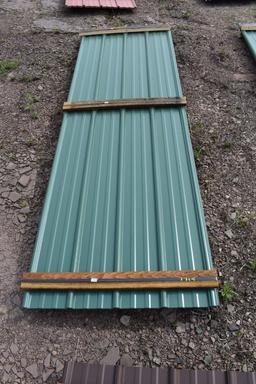 25 Pieces of 10' Sections of Green Corrugated Metal Paneling