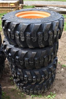 4 Forerunner 12-16.5 Skid Steer Tires on 8 Lug Rims