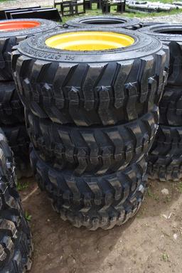 4 Forerunner 12-16.5 Skid Steer Tires on 8 Lug Rims