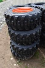 4 Forerunner 12-16.5 Skid Steer Tires on 8 Lug Rims