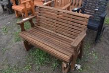 Amish Made 50" Oak Stain Glider Bench