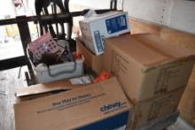 Pallet With DVD Player, House Hold Items, 2 Boxes of Plushie Pilot Dolls