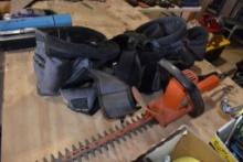Hedge Trimmer and Two Contractor Tool Belts with Hardware