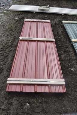 27 Pieces of 10' Red Corrugated Metal Paneling