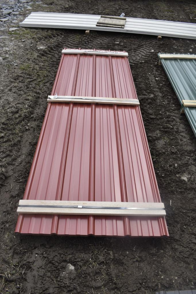 27 Pieces of 10' Red Corrugated Metal Paneling