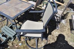 2 Metal Chairs and Stone Top Table Set