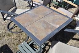2 Metal Chairs and Stone Top Table Set