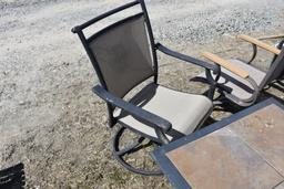2 Metal Chairs and Stone Top Table Set