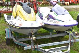 1998 Yamaha Wave Runner GP760  Jet Ski and 1996 Bombardier SPI Wave Runner On Trailer