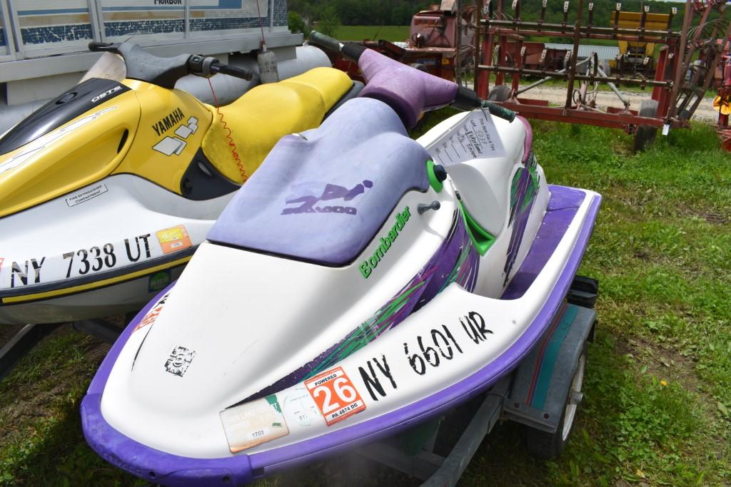 1998 Yamaha Wave Runner GP760  Jet Ski and 1996 Bombardier SPI Wave Runner On Trailer