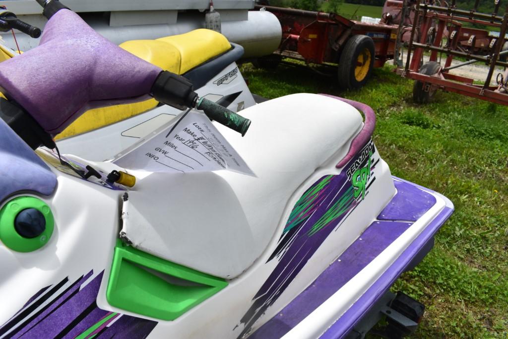 1998 Yamaha Wave Runner GP760  Jet Ski and 1996 Bombardier SPI Wave Runner On Trailer