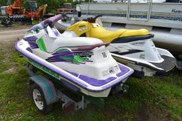 1998 Yamaha Wave Runner GP760  Jet Ski and 1996 Bombardier SPI Wave Runner On Trailer