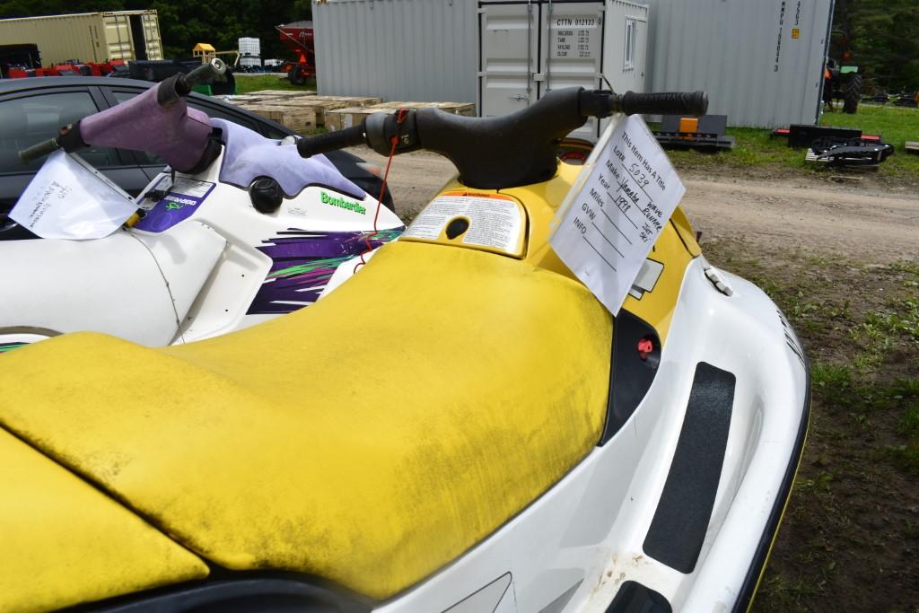 1998 Yamaha Wave Runner GP760  Jet Ski and 1996 Bombardier SPI Wave Runner On Trailer