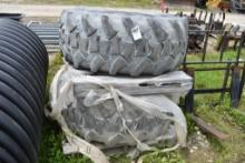 Pair of Firestone 19.5LR24 Back Hoe tires on 10 Lug Rims