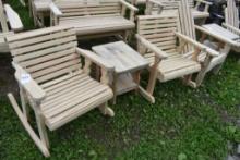Amish Made 2 Rocking Chair and Table Patio Set