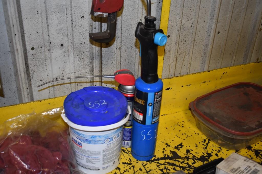 Propane Torch, Scrubs-in-a-Bucket, Rags, Can of WD40