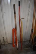 Kubota LA 525 Loader Locks, Lawn Mower Blade Arm, Crow Bar, Broom Handle