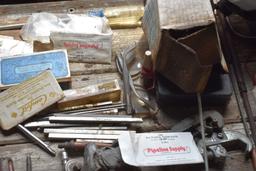 Wooden Work Bench With Contents
