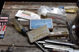 Wooden Work Bench With Contents