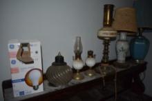 Group of Vintage Electric and Oil Lamps