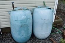 2 50 Gallon Plastic Barrels