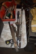 3 Crescent Wrenches, Two Pry Bars, Tire Iron, Square and 2 rulers