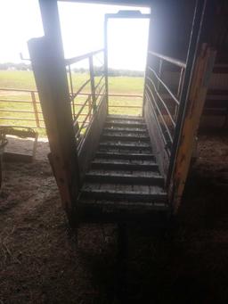 Portable cattle unloading chute with good floor