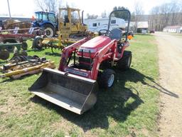 MASSEY FERGUSON GC2300 TRACTOR WITH MASSEY FERGUSON 2350 BUCKET LOADER