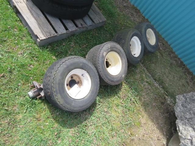 AXEL & TIRES (4) GO TO A BOAT TRAILER