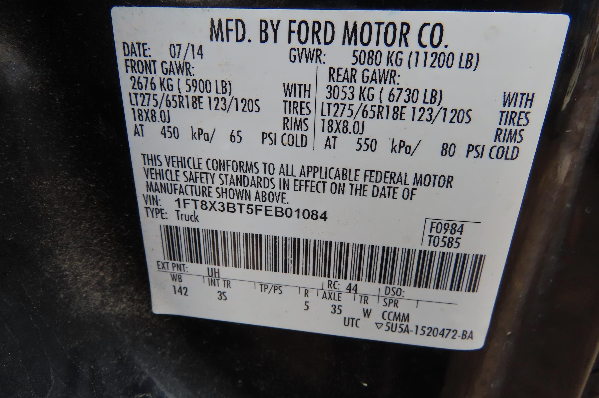 2015 FORD F350 SUPER DUTY, EXTENDED CAB,