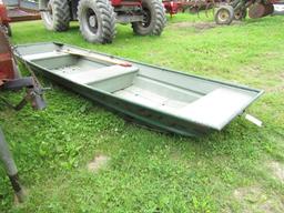 14FT ALUMINUM JOHN BOAT WITH OARS AND ATTACHMENTS
