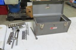 METAL SEARS CRAFTMAN TOOL BOX WITH SOCKETS AND