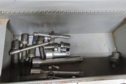 METAL SEARS CRAFTMAN TOOL BOX WITH SOCKETS AND