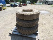 3 TRUCK TIRES AND RIMS -9.00-20