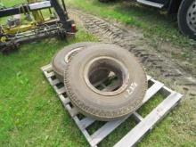 2 TRUCK TIRES 8.25-15 ON RIMS