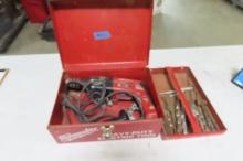 MILWAUKEE CORDED DRILL AND BITS IN METLA CASE
