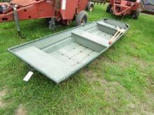14FT ALUMINUM JOHN BOAT WITH OARS AND ATTACHMENTS