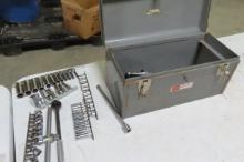 METAL SEARS CRAFTMAN TOOL BOX WITH SOCKETS AND