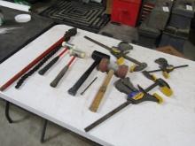 GROUP TOOLS- CHAIN PIPE WRENCH, CLAMPS, MALLETS