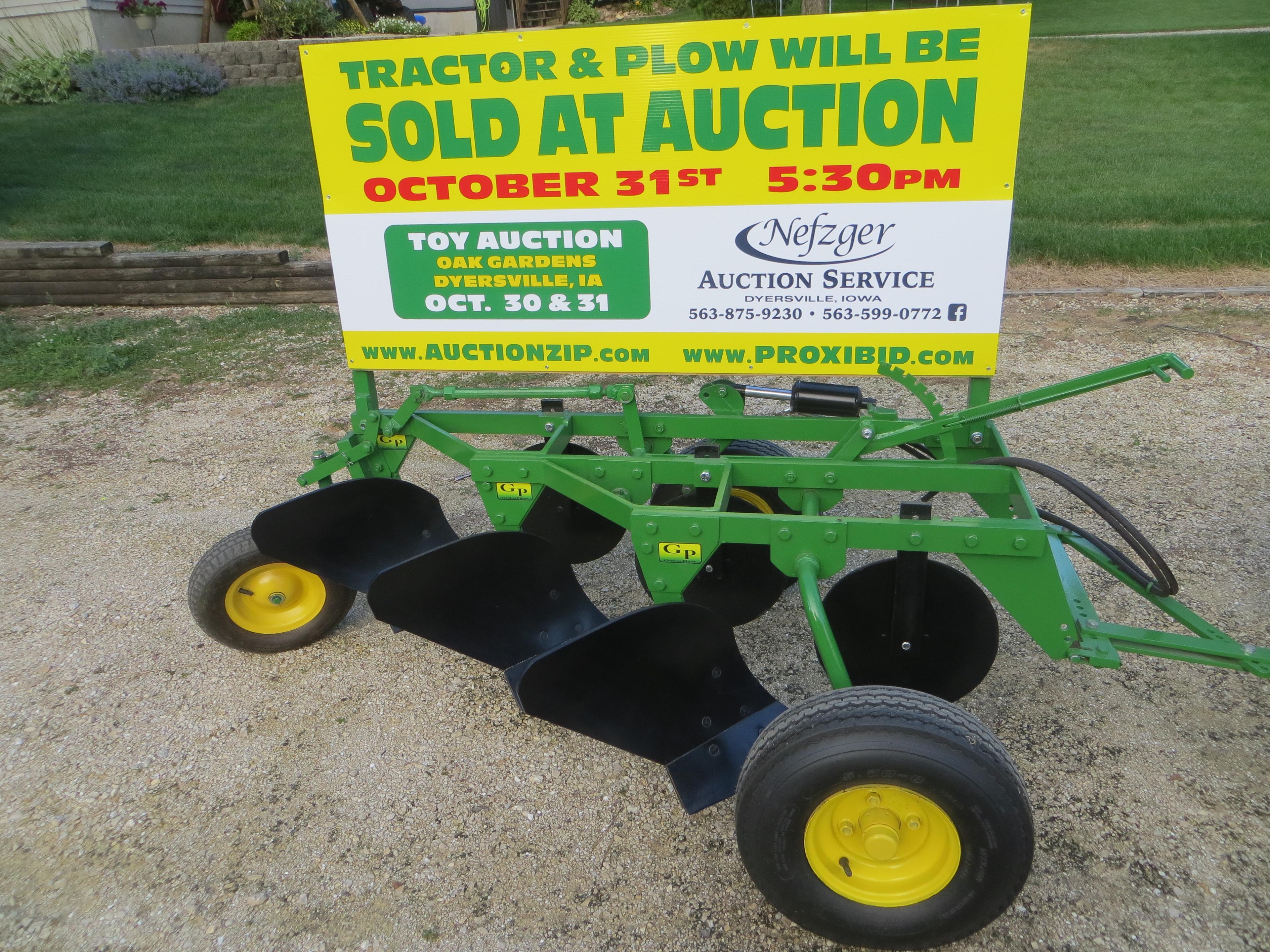 JD 4020 Diesel & GP JD 3 bottom plow 1/2 scale, one of a kind