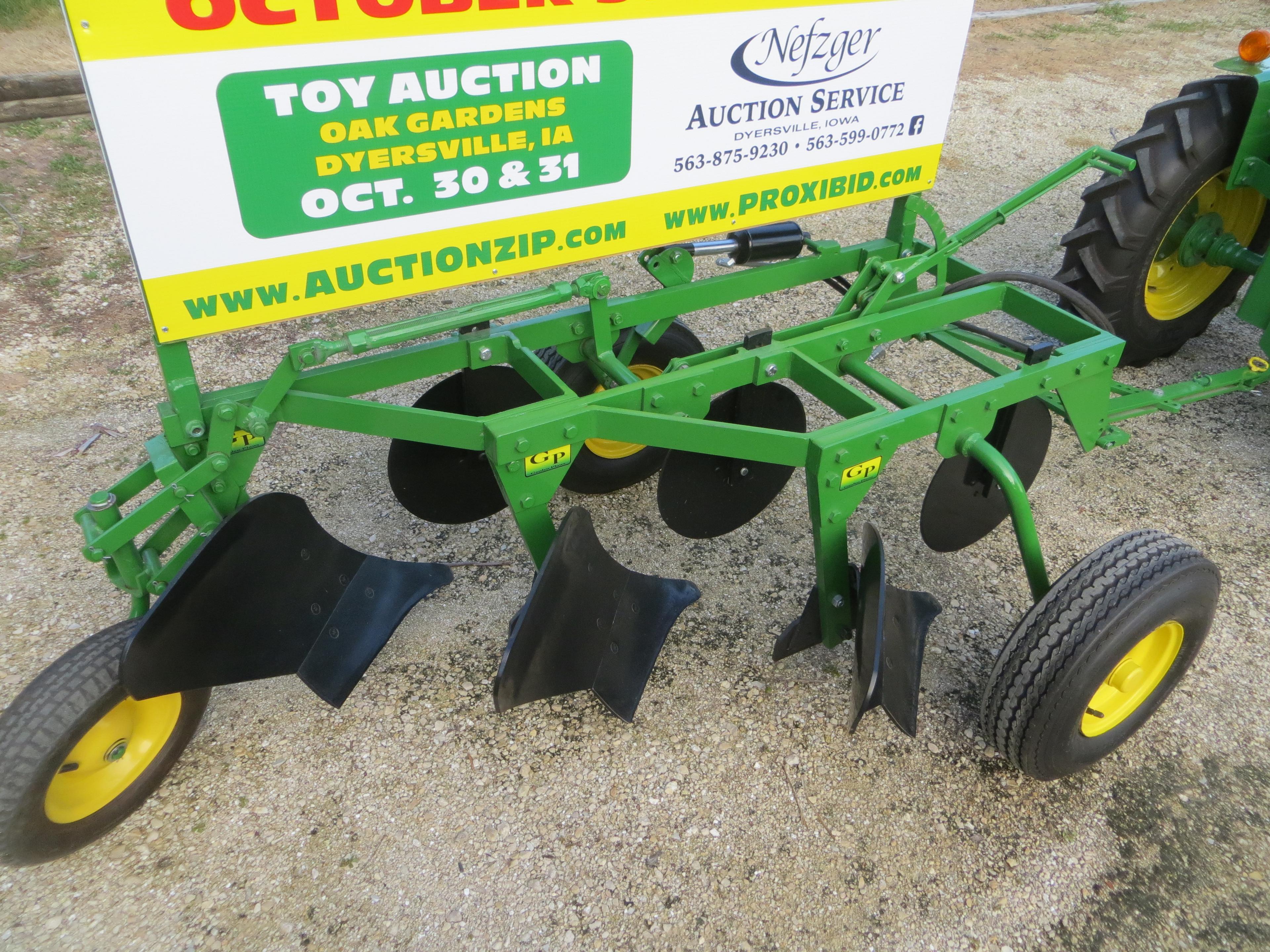 JD 4020 Diesel & GP JD 3 bottom plow 1/2 scale, one of a kind