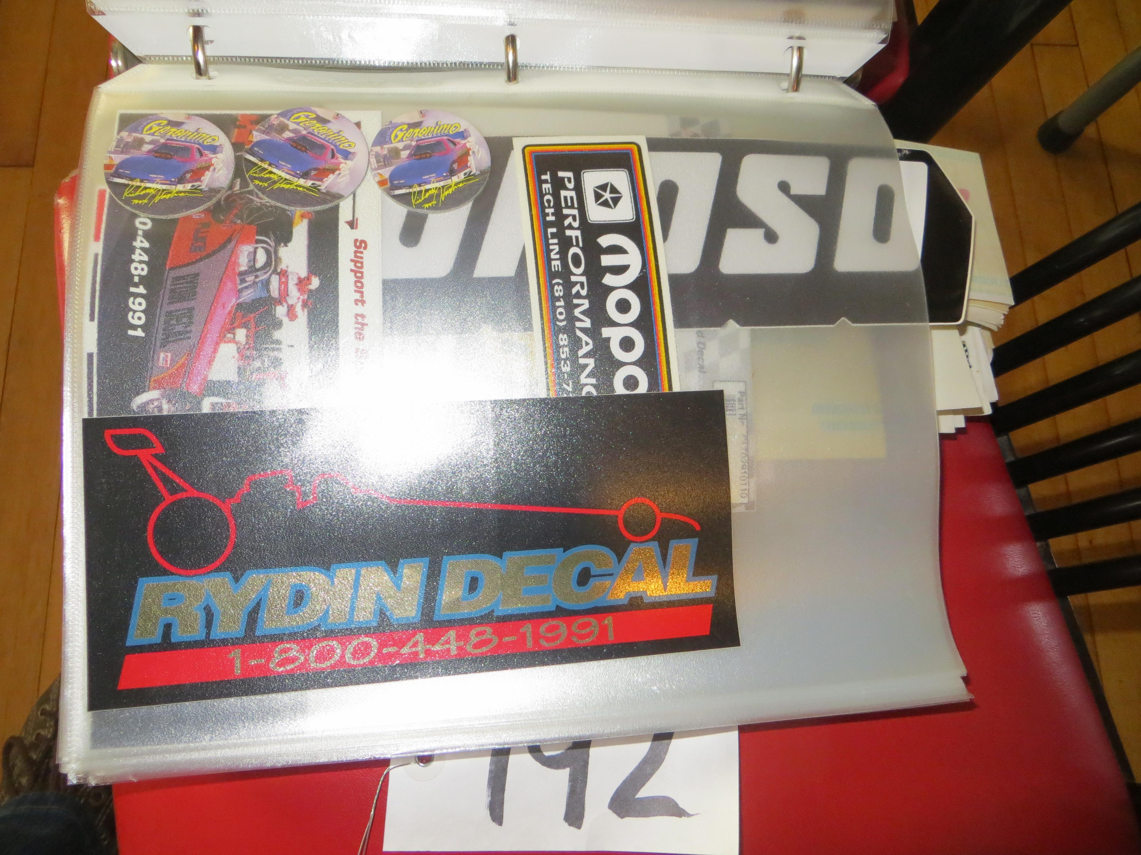 book full of decals