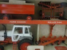 Ertl J. I. Case Farm Set w/deluxe barn w/2390 Case tractor wagon, disc, plow