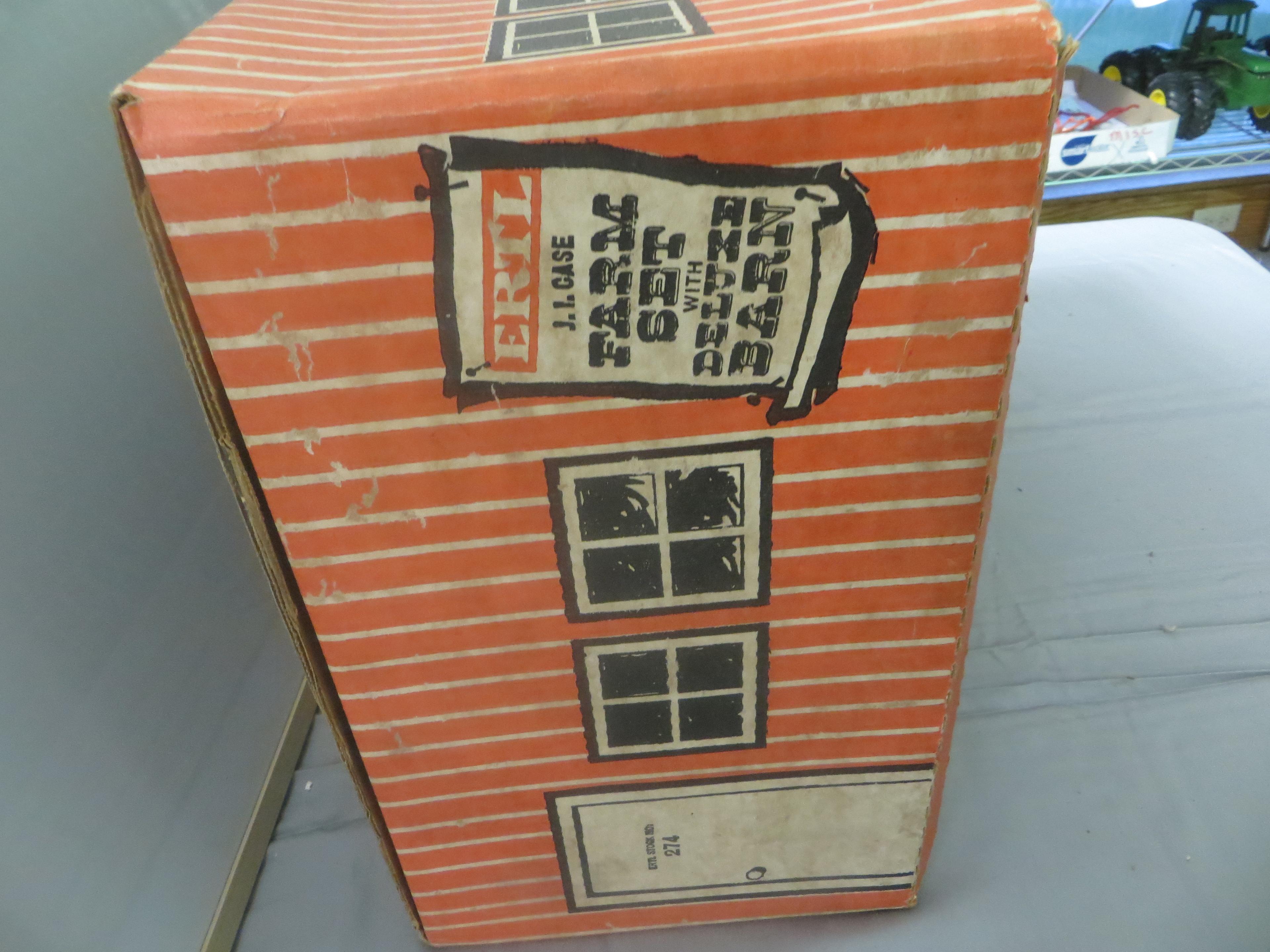 Ertl J. I. Case Farm Set w/deluxe barn w/2390 Case tractor wagon, disc, plow