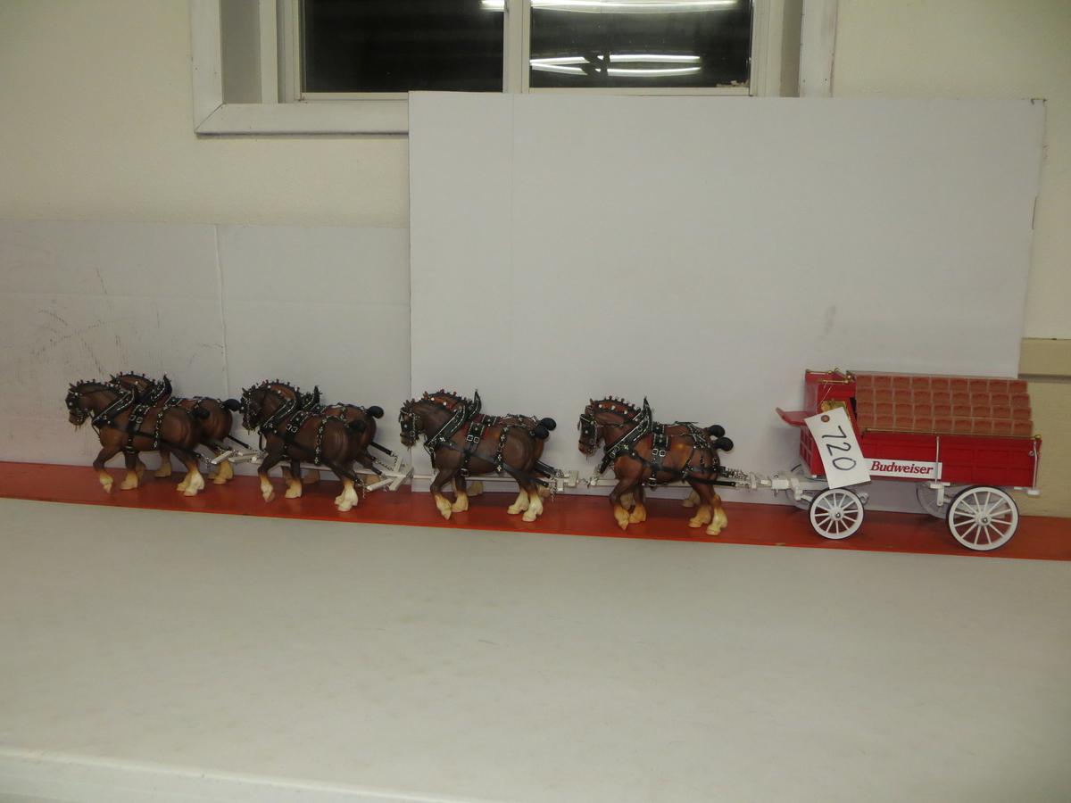 Loyd custom	Budweiser Clydsdales team of 8 with Budweiser wagon   approx 68" in length