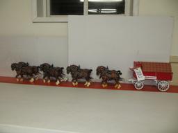 Loyd custom	Budweiser Clydsdales team of 8 with Budweiser wagon   approx 68" in length